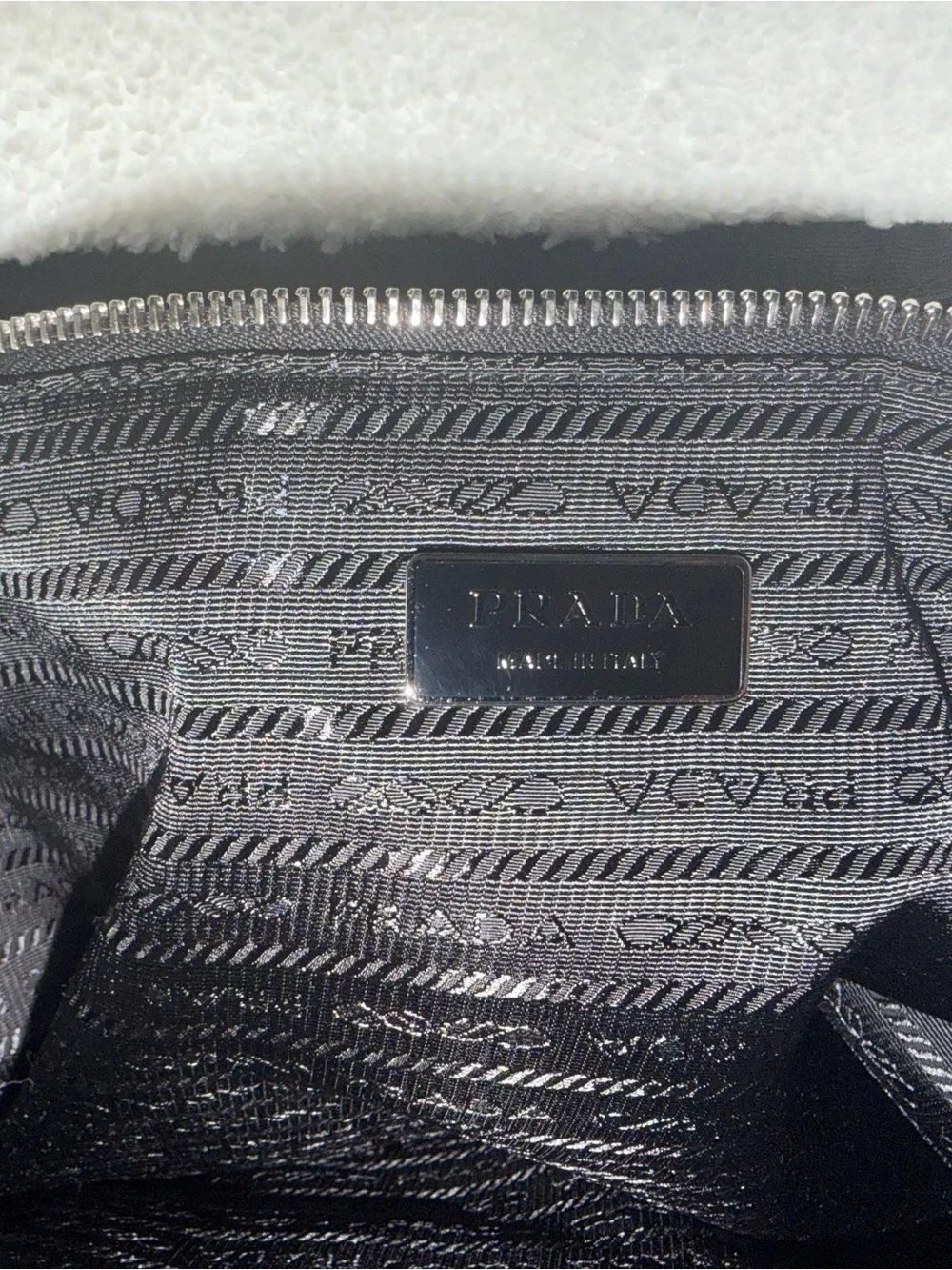 PRADA White Faux-Fur Tote Bag - Milano Logo